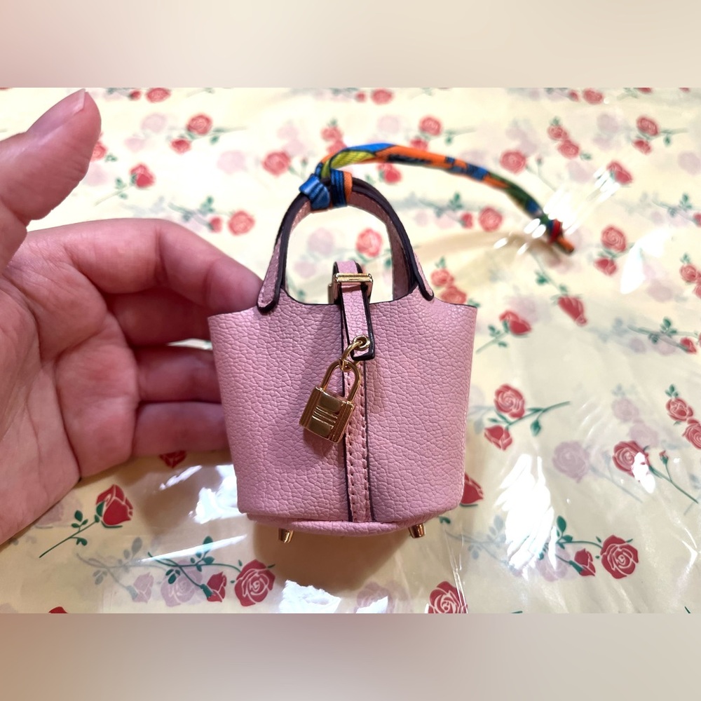 Light Pink Mini Tote Bag with Gold Lock Charm